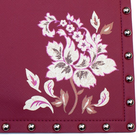 WHBM Maroon Floral Print Clutch Wristlet - Picture 3 of 4